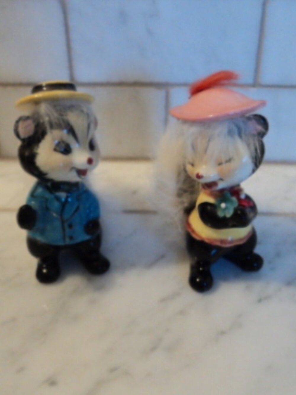 vintage skunks with fur ~Japan